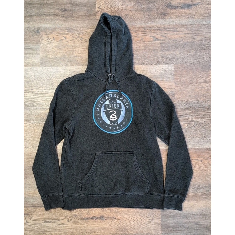 Philadelphia Union Logo Sweatshirt Philly Hoodie Black Fit Med Tag Lrg Y2k